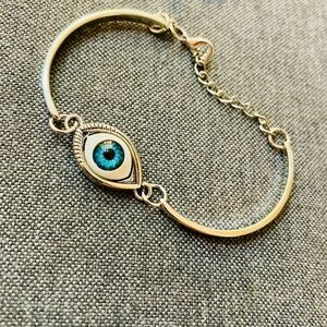 Alloy Platinum-Blue Evil Eye Bracelet - Women's Jewelry